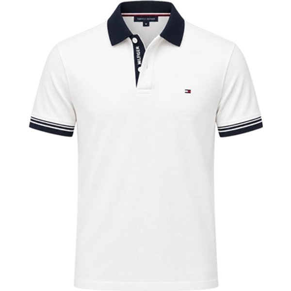 Tommy Hilfiger Interlock Contrast Placket Polo Shirt - Beige - M