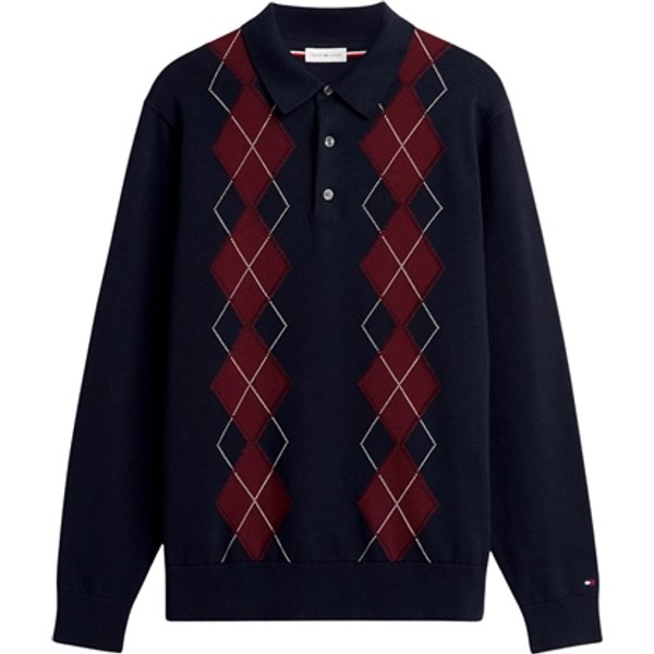 Tommy Hilfiger Embroidery Argyle Polo Jumper - Navy - M