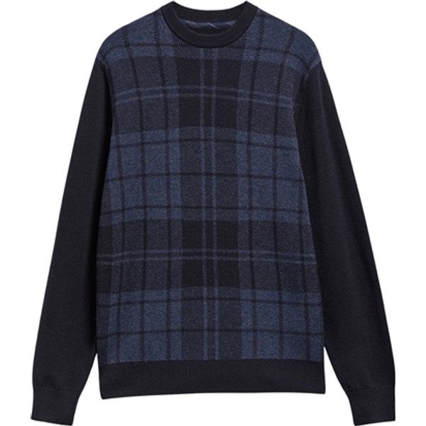 Barbour Mineral Tartan Crew Neck Jumper - Navy - M