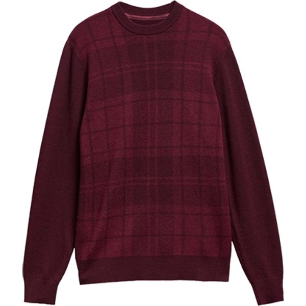 Barbour Mineral Tartan Crew Neck Jumper - Wine - M