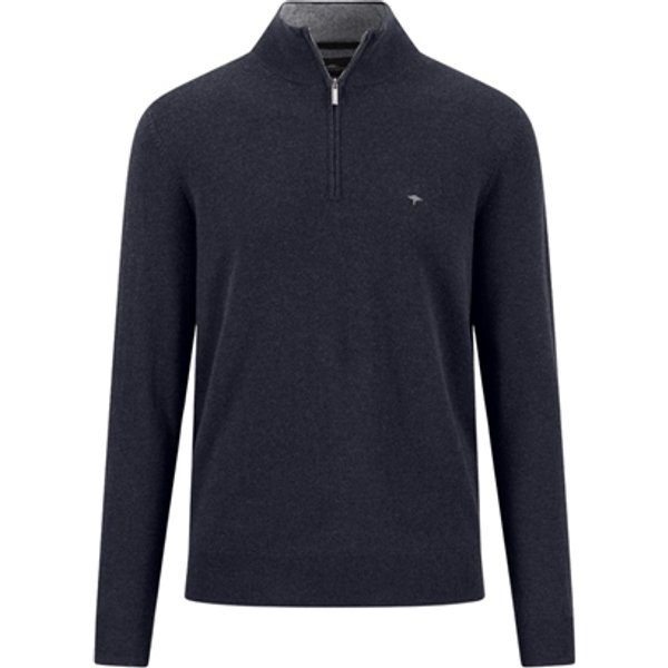 Fynch Hatton Troyer Zip Merino Cashmere Sweater - Navy - M