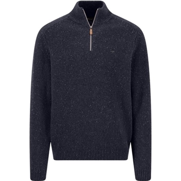 Fynch Hatton Troyer Donegal Wool 1/4 Zip Sweater - Navy - L