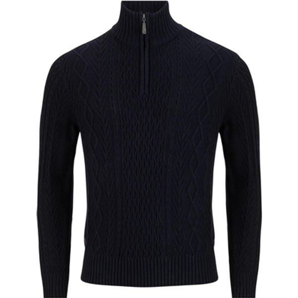 6th Sense Aran 1/4 Zip Jumper - Navy - M