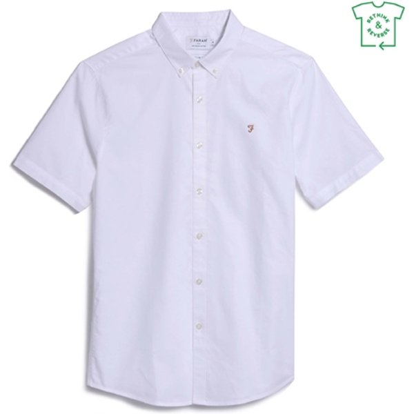 Farah Brewer Short Sleeve Oxford Shirt - White - S