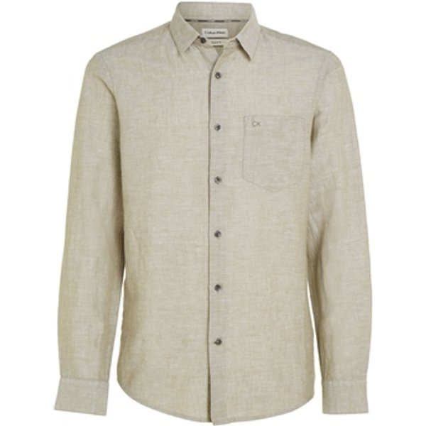 Calvin Klein Linen Cotton Regular Shirt - Green - 2XL