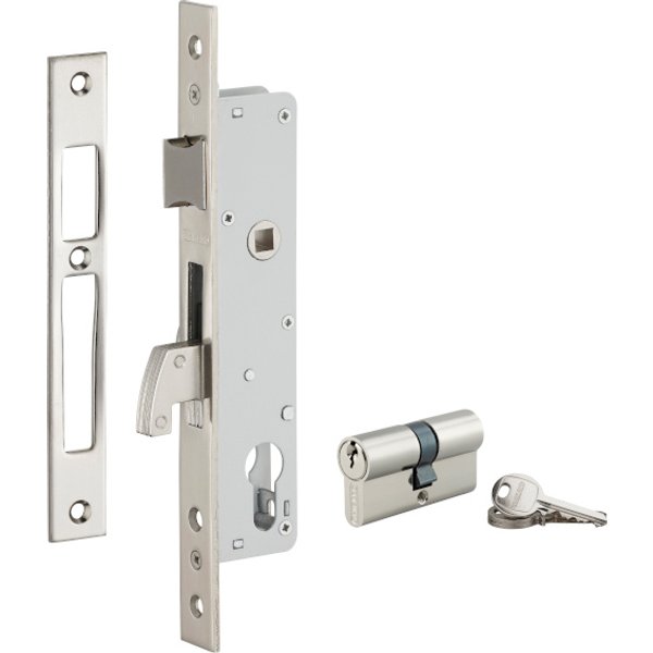 Cerradura de embutir metal con cilindro eje 25 x 85 mm