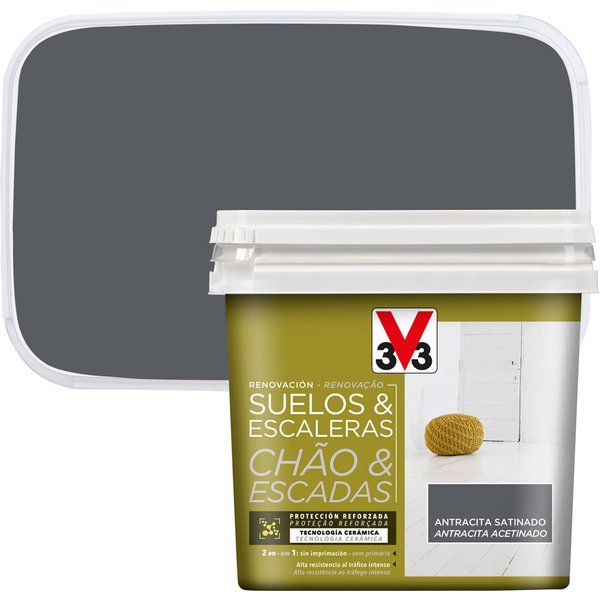 Pintura para suelos y escaleras gris antracita 750 ml