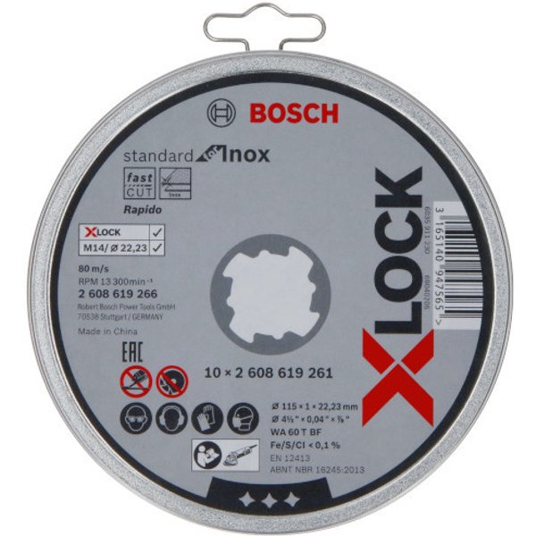 Discos corte xlock 115 mm bosch 10 uds