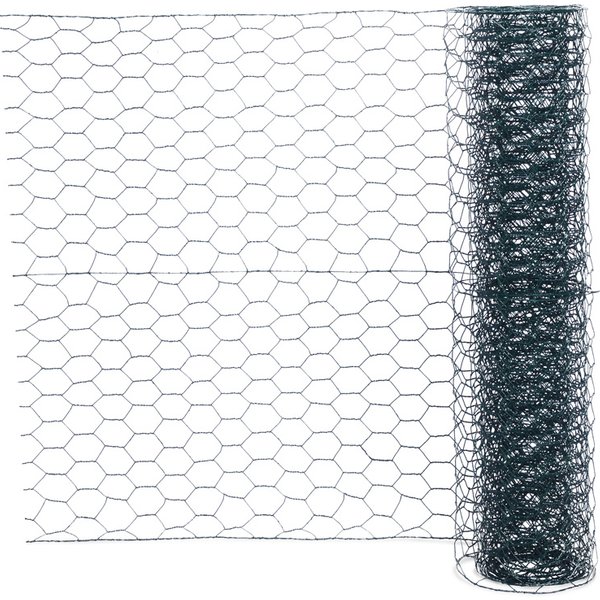 Malla de triple torsión plastificada 1 x 10 m - hueco 13 x 13 mm blooma