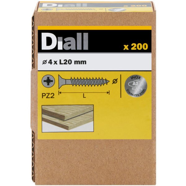 200 tornillos para madera inox 4x20 mm diall