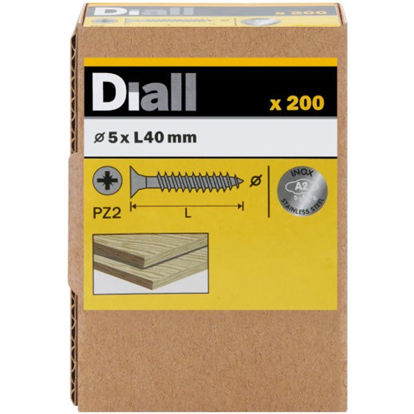 200 tornillos para madera inox 5x40 mm diall