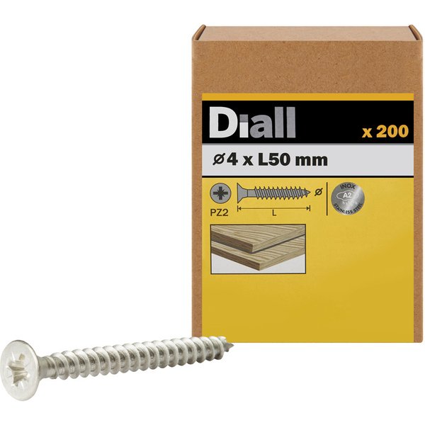200 tornillos para madera inox pz 4x50 mm diall