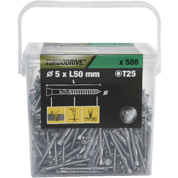 500 tornillos torx para tarimas de acero 5x50 mm