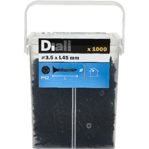Tornillo para yeso acero negro 3,5x45 mm 1000 uds