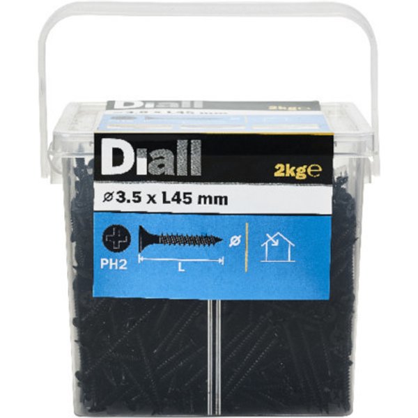 Tornillo para yeso acero negro 3,5x45 mm 2kg diall