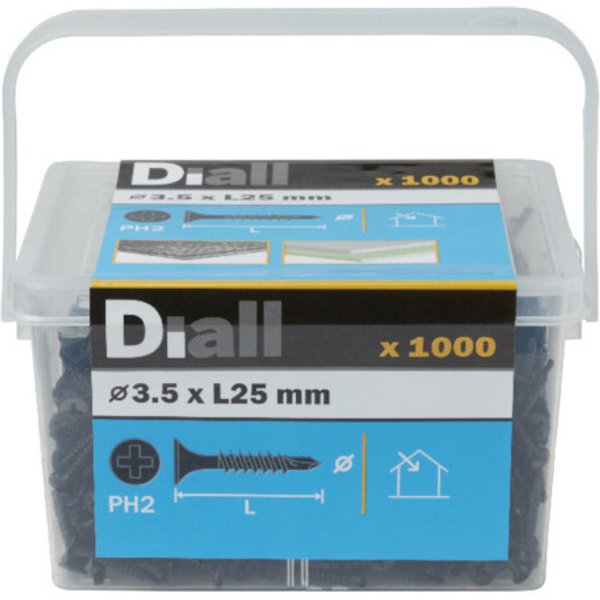 Tornillo para yeso acero negro 3,5x25 mm 1000 uds