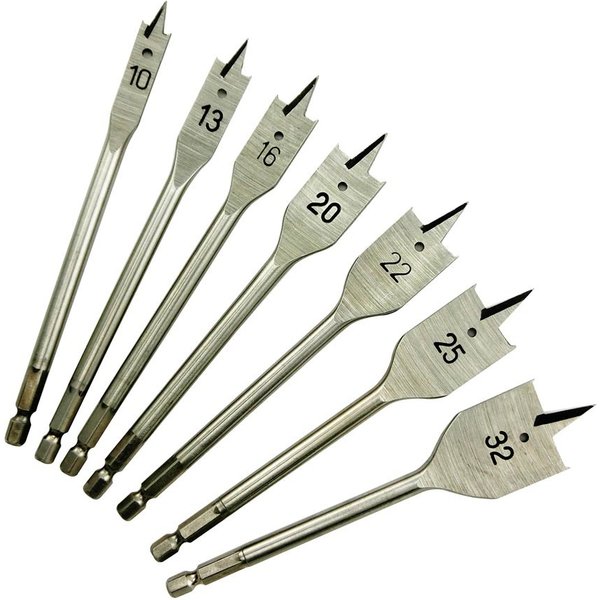 Juego 7 brocas planas para madera universal fit