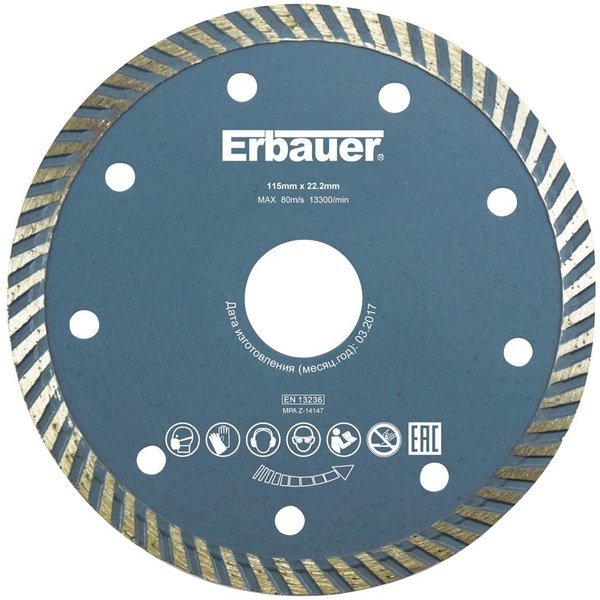 Disco diamante turbo 115 mm erbauer