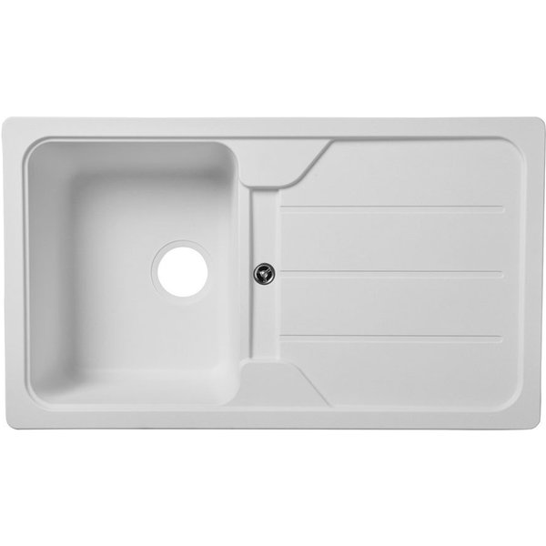 Fregadero cuarzo arber blanco 1 seno + escurridor 86x50cm