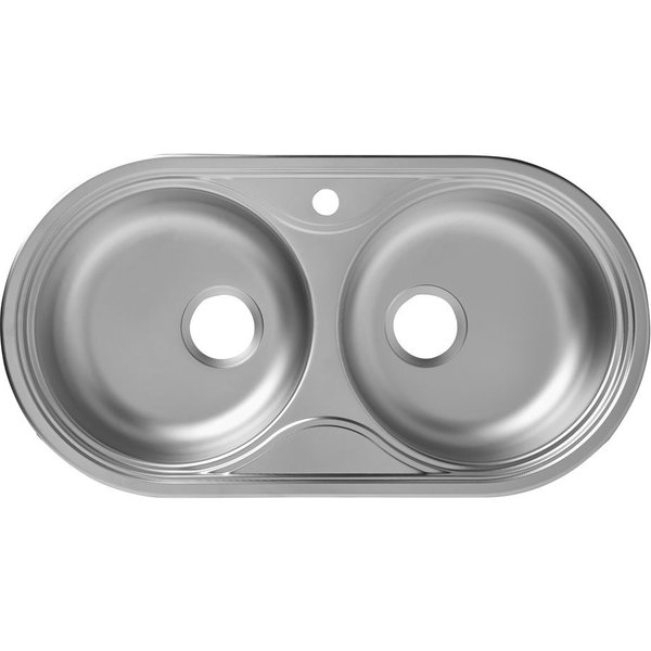 Fregadero inoxidable nye 2 senos redondo 85x45cm