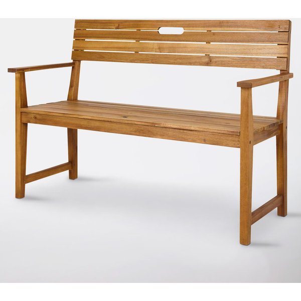 Banco de jardín con respaldo 128,5x89,5x57cm de madera de acacia denia