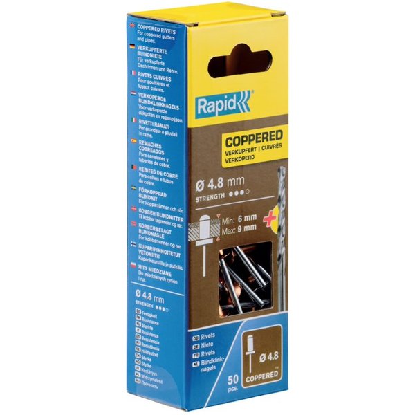 Remaches ø4.8x12mm cobre con broca 50 uds