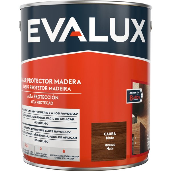 Lasur agua mate caoba 2,5 l evalux