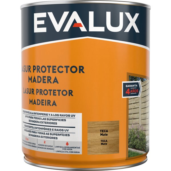 Lasur agua mate teca 750 ml evalux
