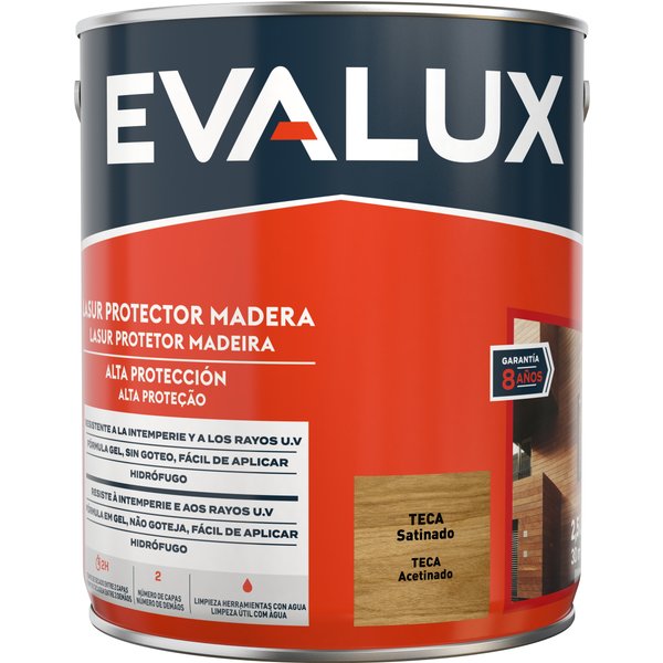 Lasur agua satinado teca 2,5 l evalux