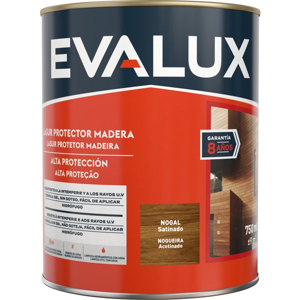 Lasur agua satinado nogal 750 ml evalux