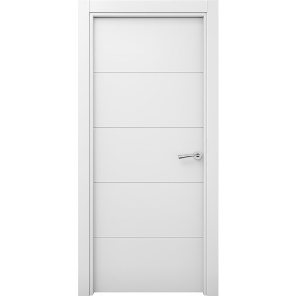 Puerta de interior maciza lacada lor blanca 62,5cm izquierda con tapajuntas geom