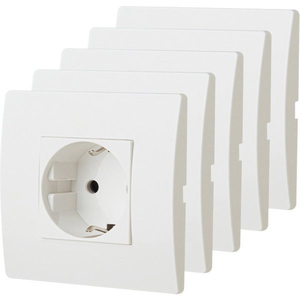 Juego de 5x bases 2p+t schuko blanco