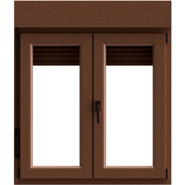 Ventana pvc oscilobatiente persiana roble 6 cámaras 117x100 cm geom