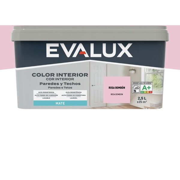 Pintura interior rosa bombón 2,5 l evalux