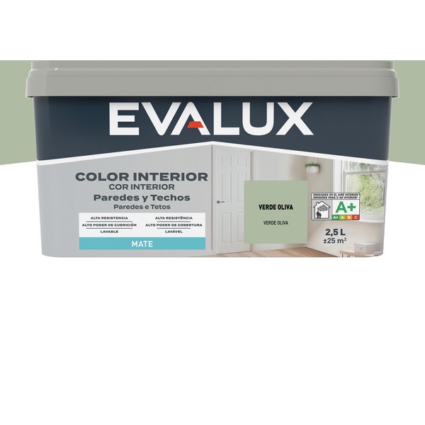 Pintura interior verde oliva 2,5 l evalux
