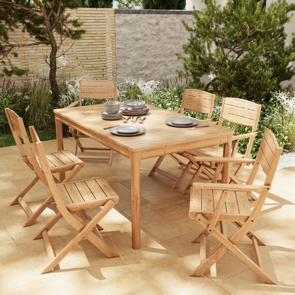 Conjunto de jardín de madera de acacia para 6 personas riveo