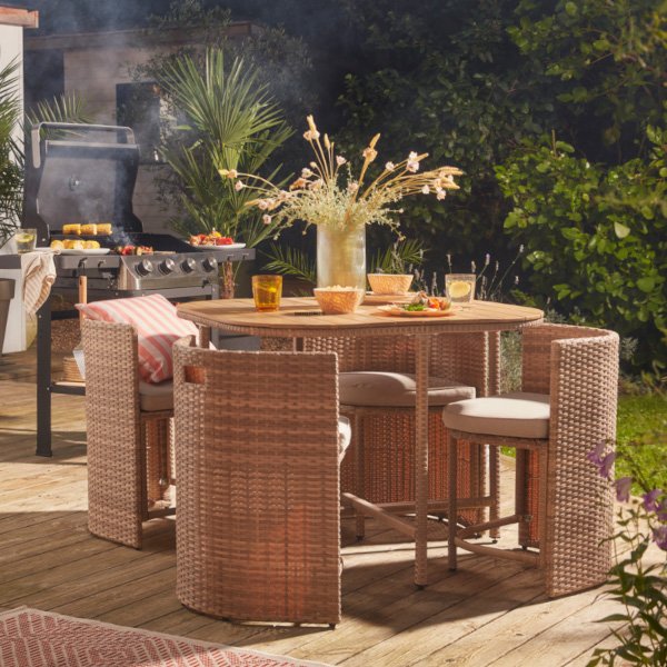 Conjunto de ratán sintético 4 personas elos goodhome