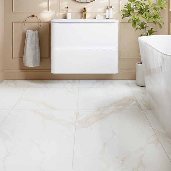 Suelo porcelánico rectificado gran formato mármol blanco pulido 60x120cm sardoj