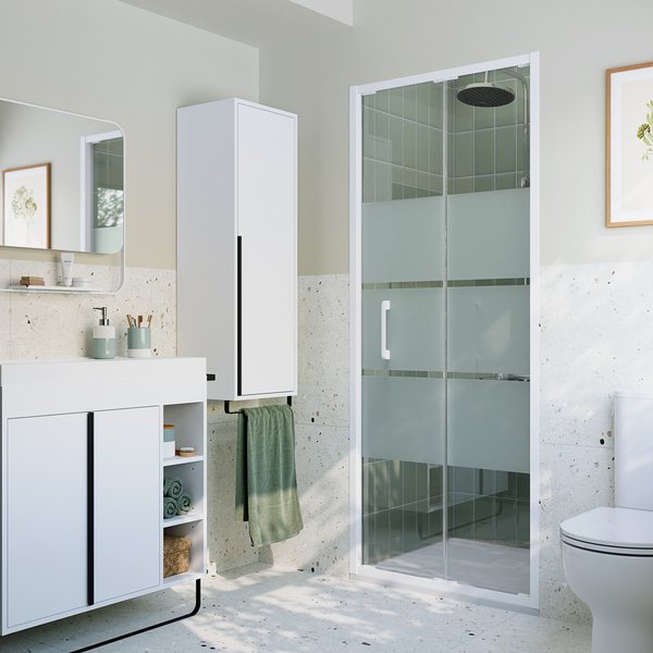 Panel plegable blanco con cristal serigrafiado 80cm odalia