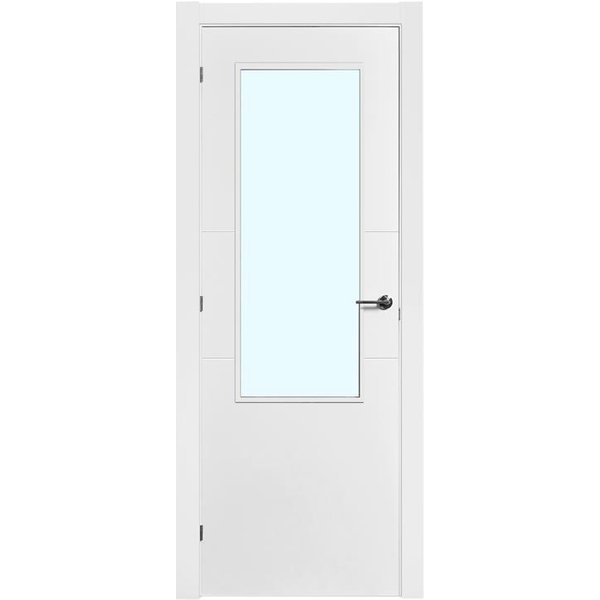 Puerta de interior acristalada lacada aldan blanca 72,5cm izquierda con tapajuntas 7mm