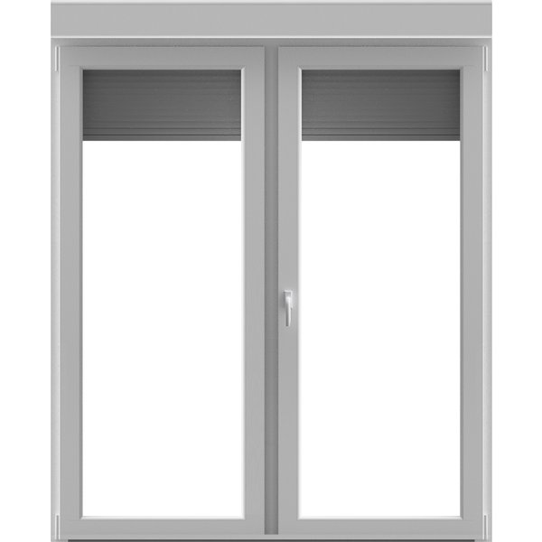 Balconera pvc practicable 2 hojas blanco con persiana 217x140cm geom