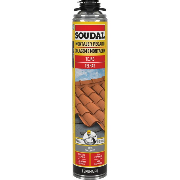 Espuma de poliuretano especial tejas con pistola soudal 750 ml