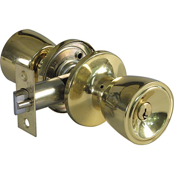 Pomo para puerta con llave latón brillo