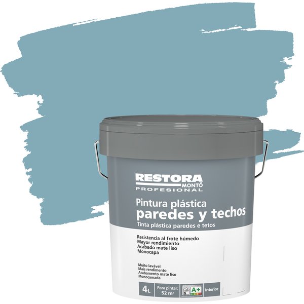 Pintura plástica interior gris azulado restora 4l