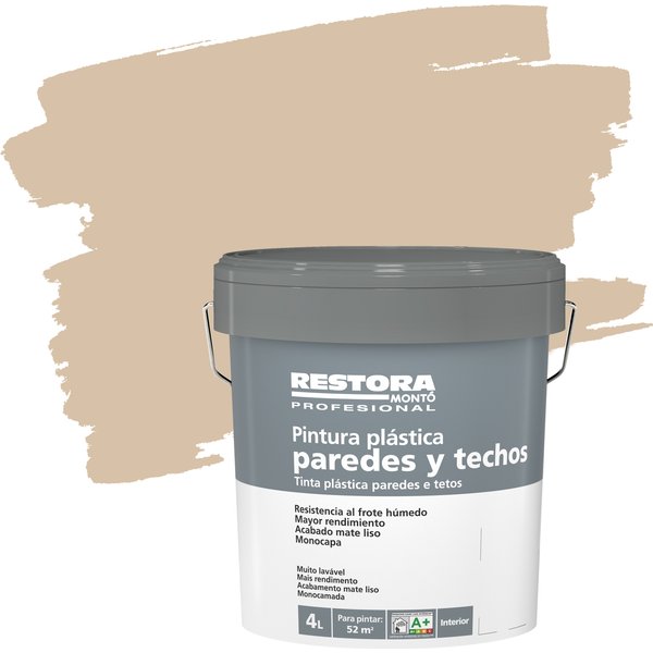 Pintura plástica interior macadamia tostado restora 4l