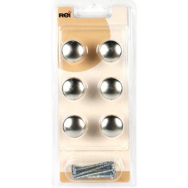 Pack 6 pomos zamak 25 mm níquel bisu