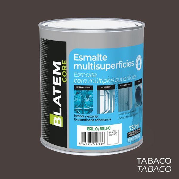 Esmalte multisuperficies al agua brillo tabaco 750ml blatem core
