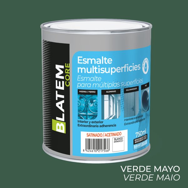 Esmalte multisuperficies al agua satinado verde mayo 750ml blatem core