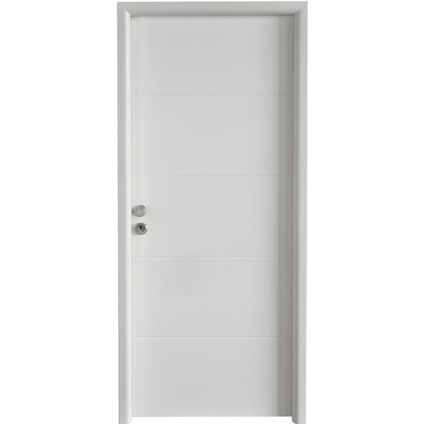 Puerta de entrada metálica line 4r blanca derecha 210x91cm
