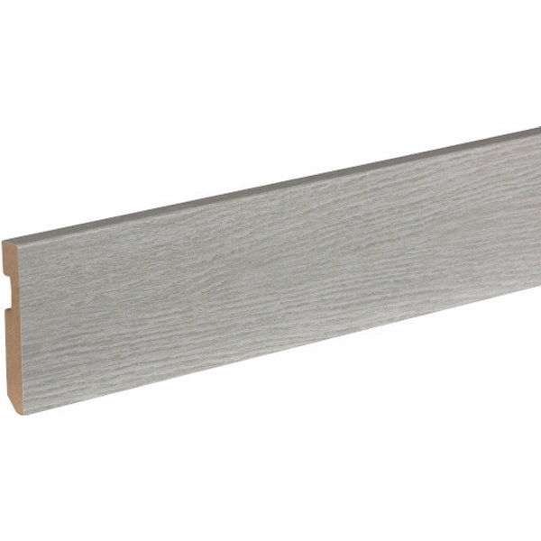 Pack 3 rodapies madera gris con pasacables 223x9x1,5cm